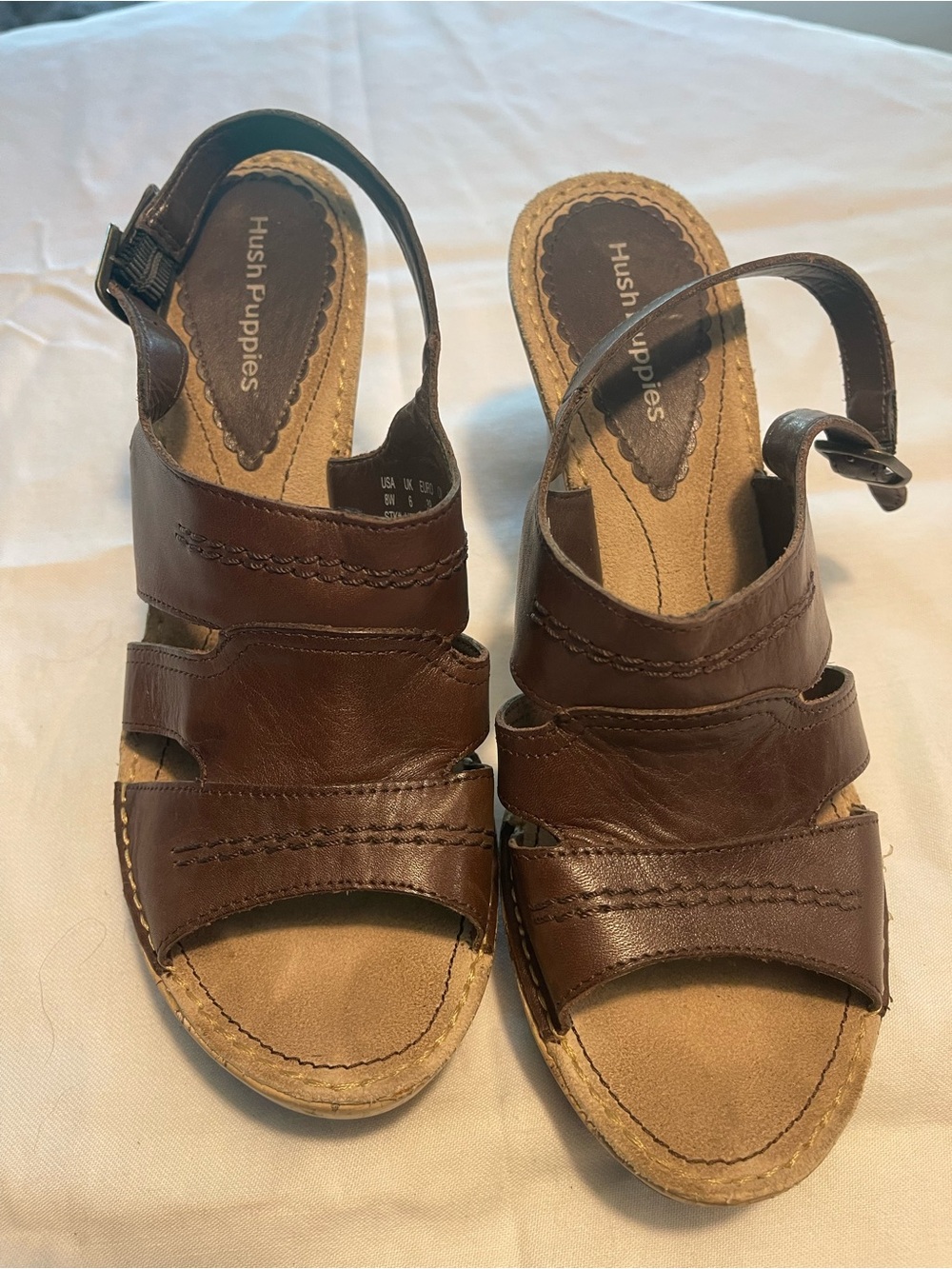 Hush Puppies Women's Brown Faux Leather Strappy Slingback Sandals